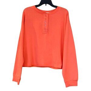 Uncharted Threads Women's Henley French Terry Top Coral Size XL